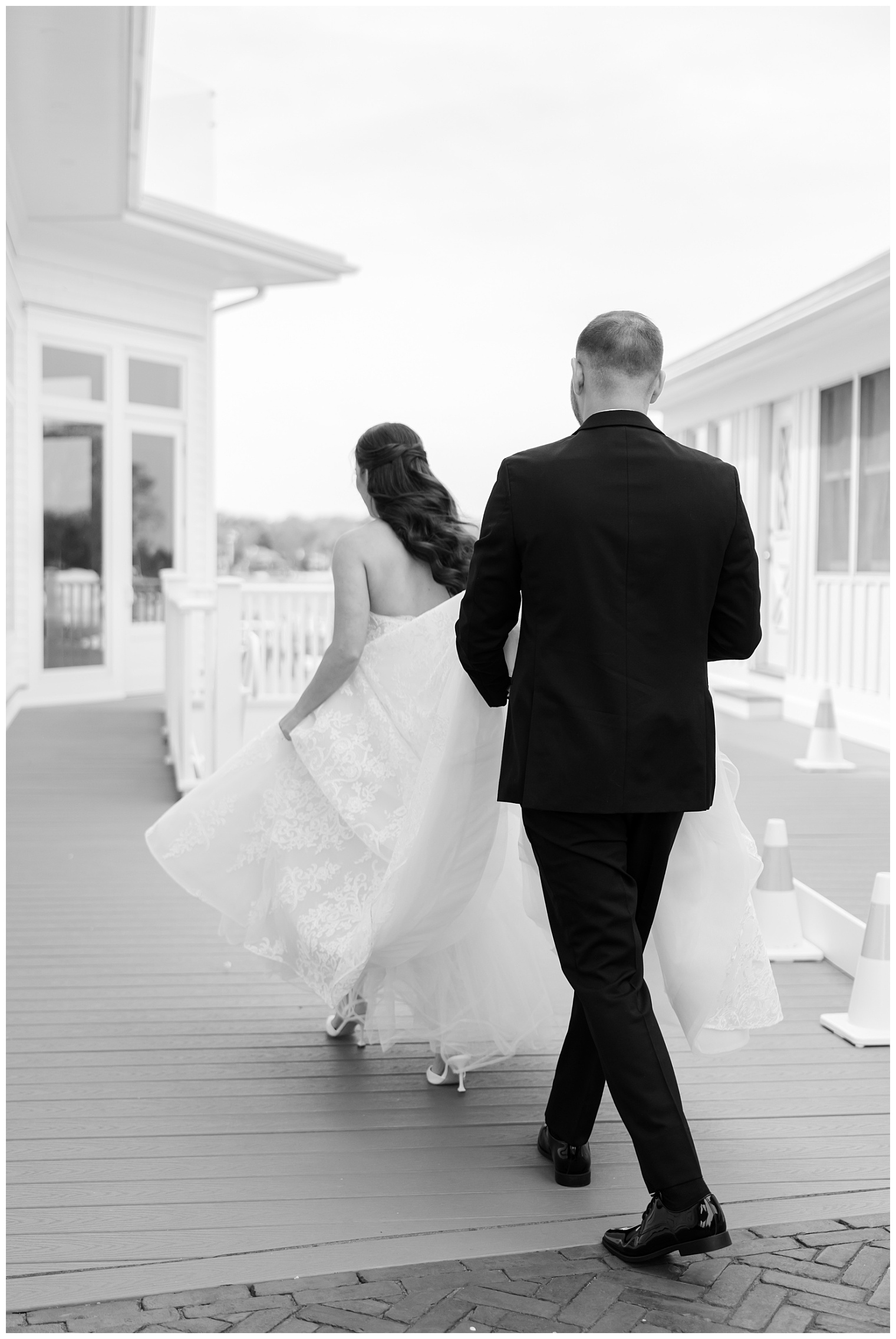 bride and groom walking