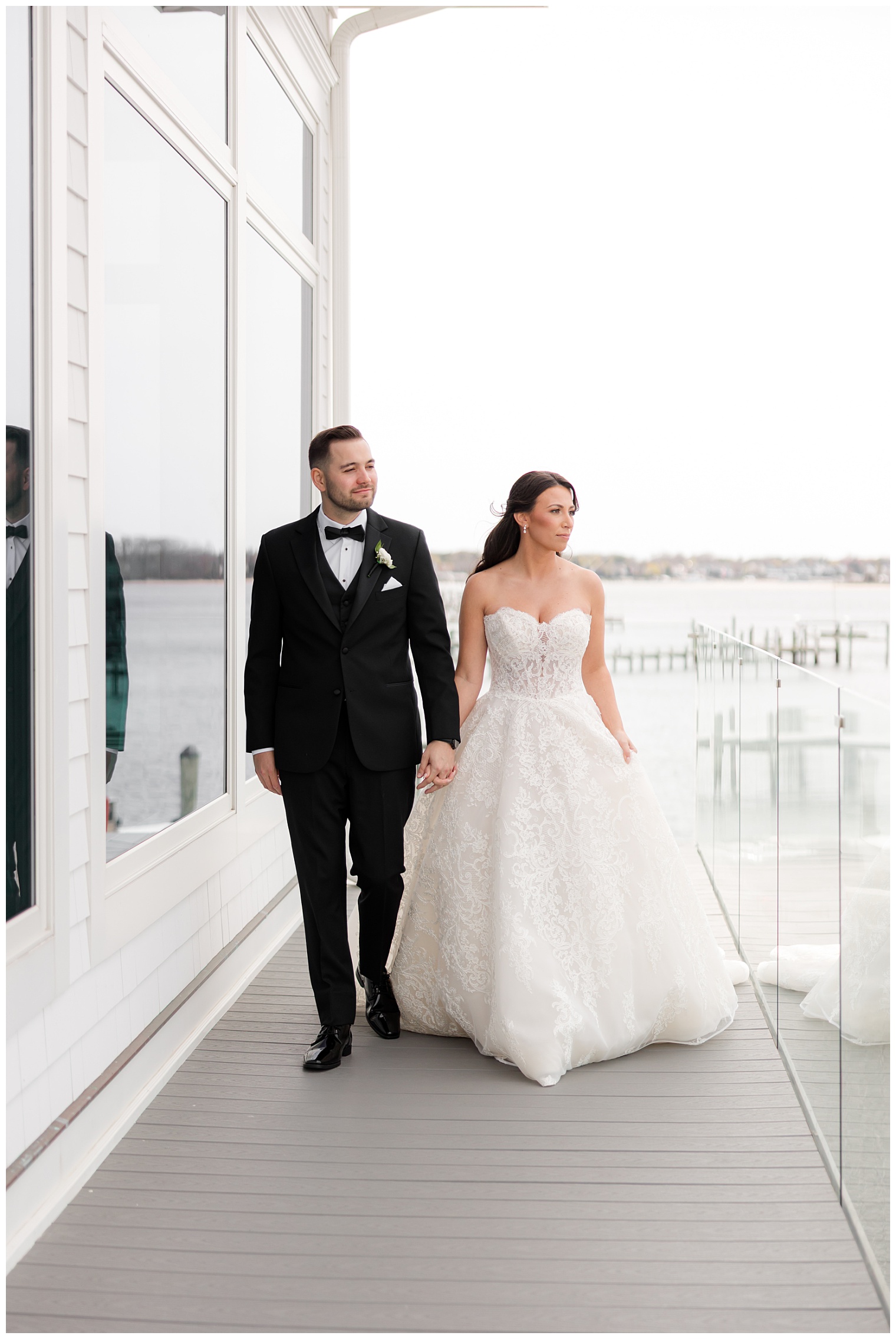 bride and groom walking