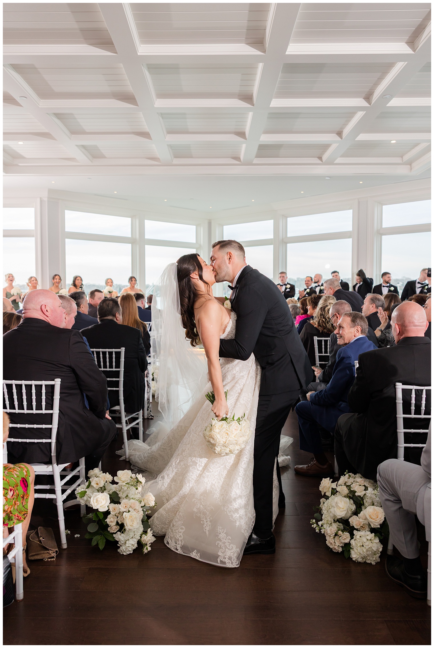 bride and groom kissing