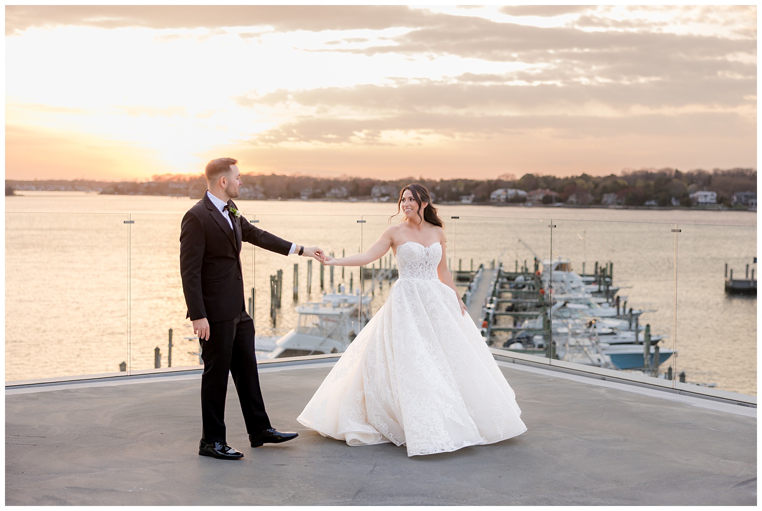 bride and groom walking