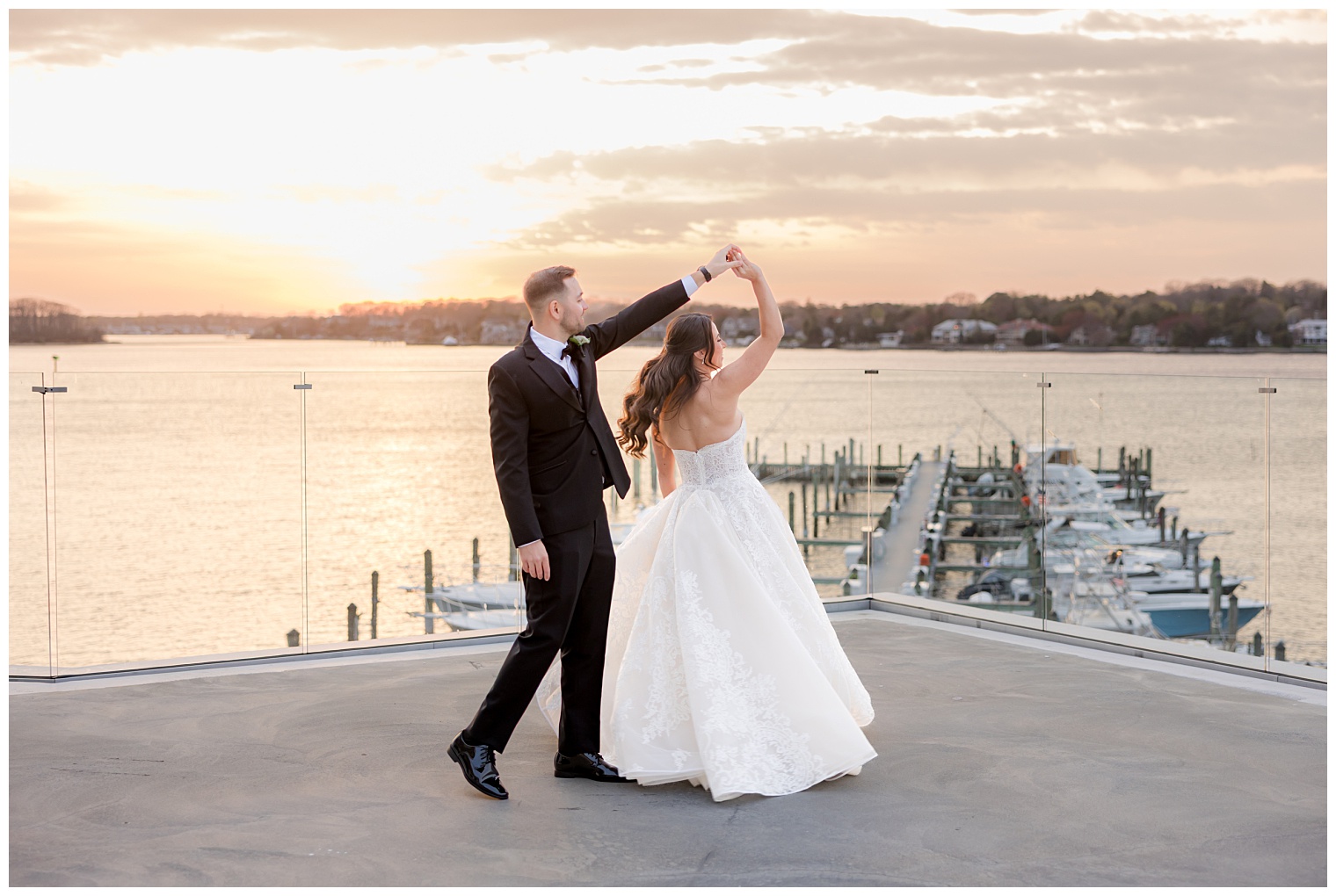 bride and groom dancing
