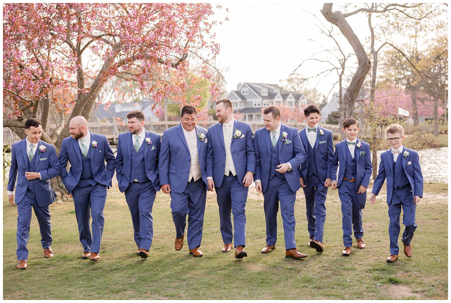 groom walking with his groomsmen