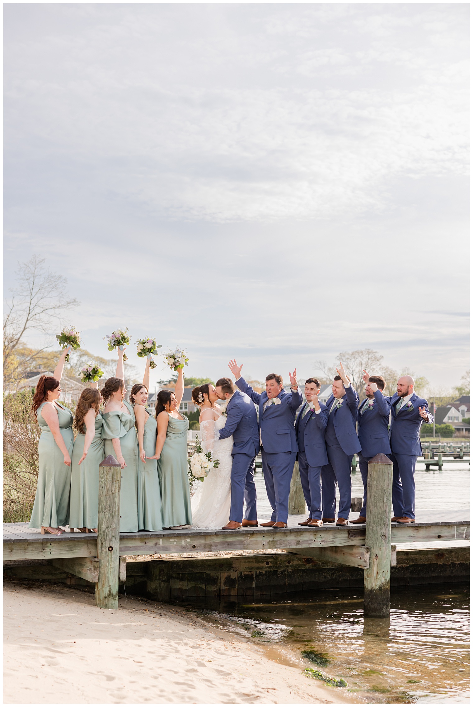 bride and groom celebrating with their courtship