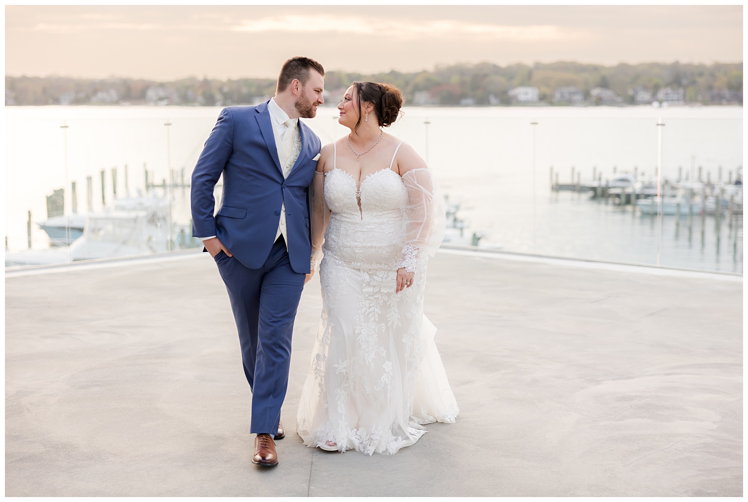 bride and groom walking