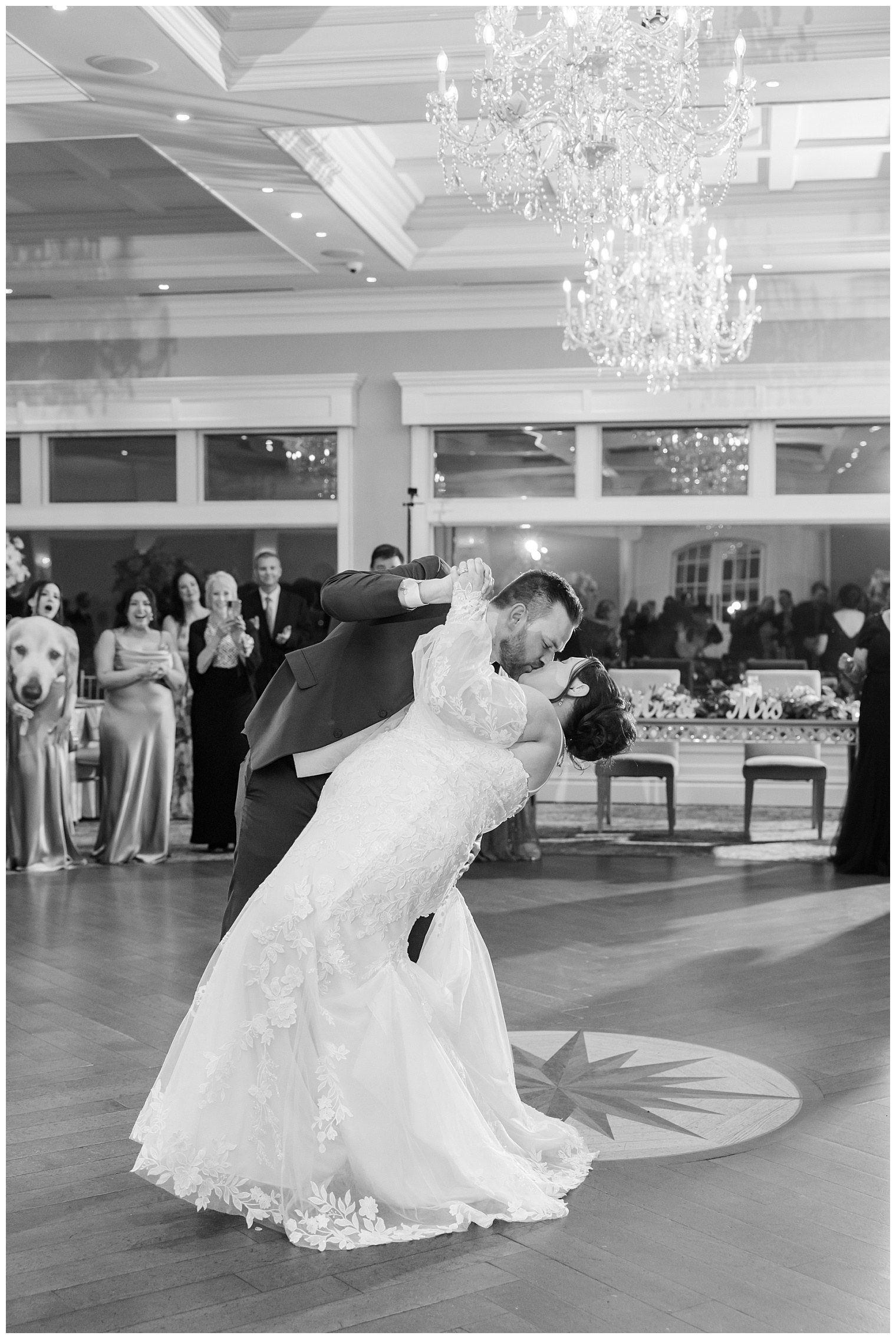 bride and groom kissing