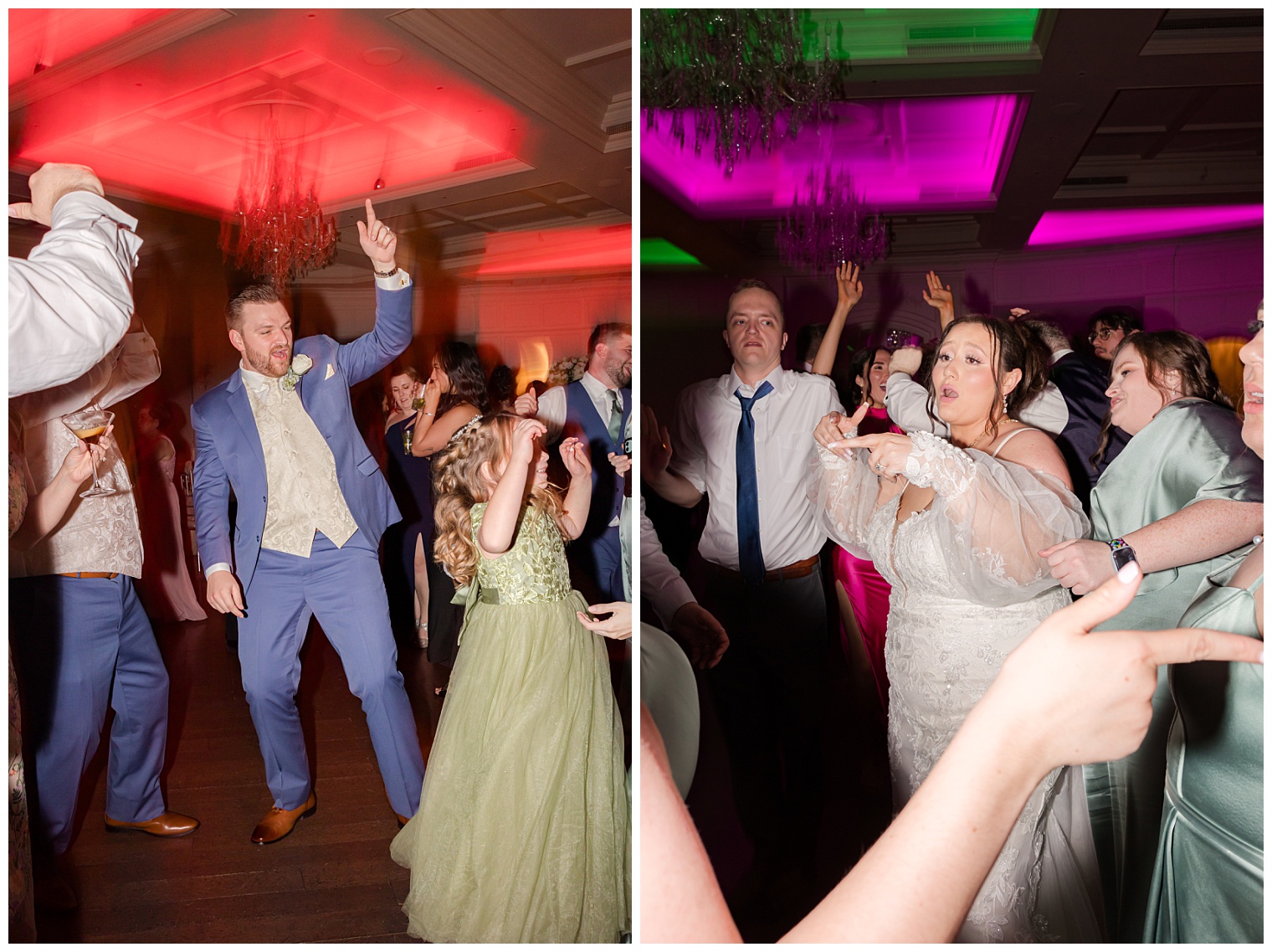 bride and groom dancing with their guests