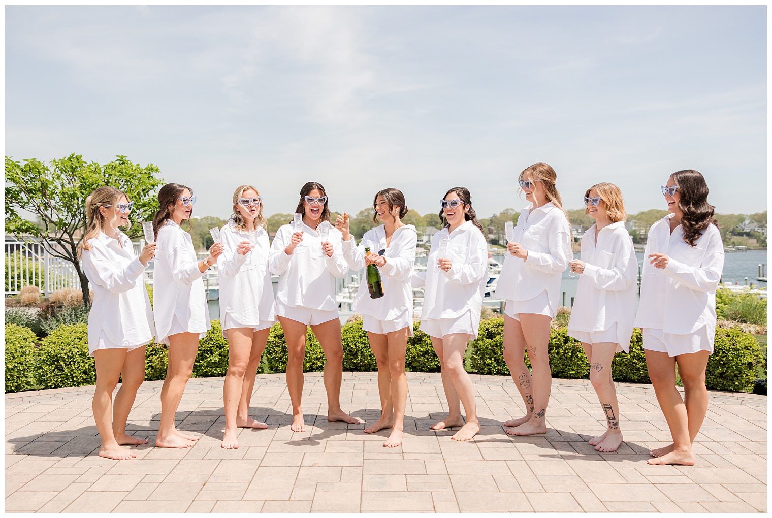 bride toasting with her bridesmaids