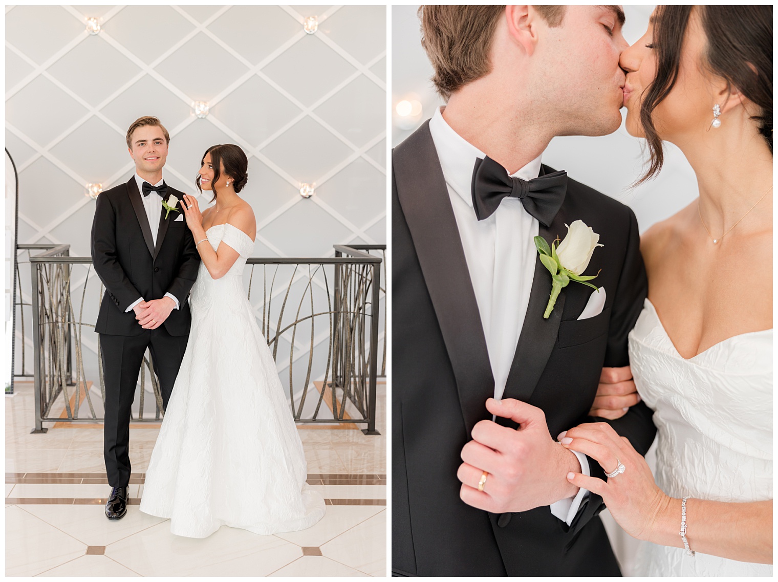 bride and groom kissing