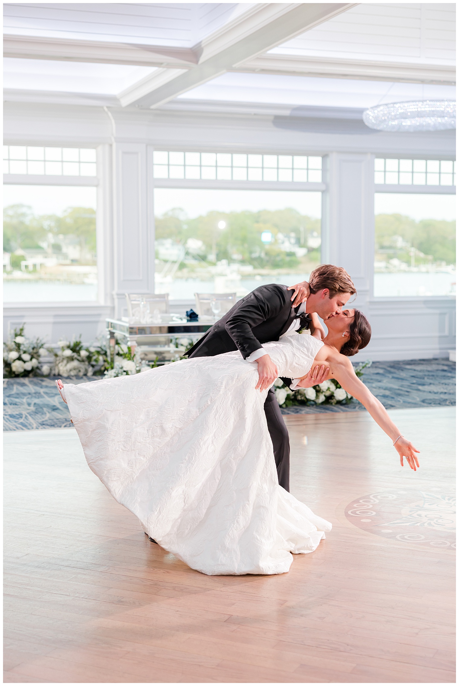 bride and groom kissing