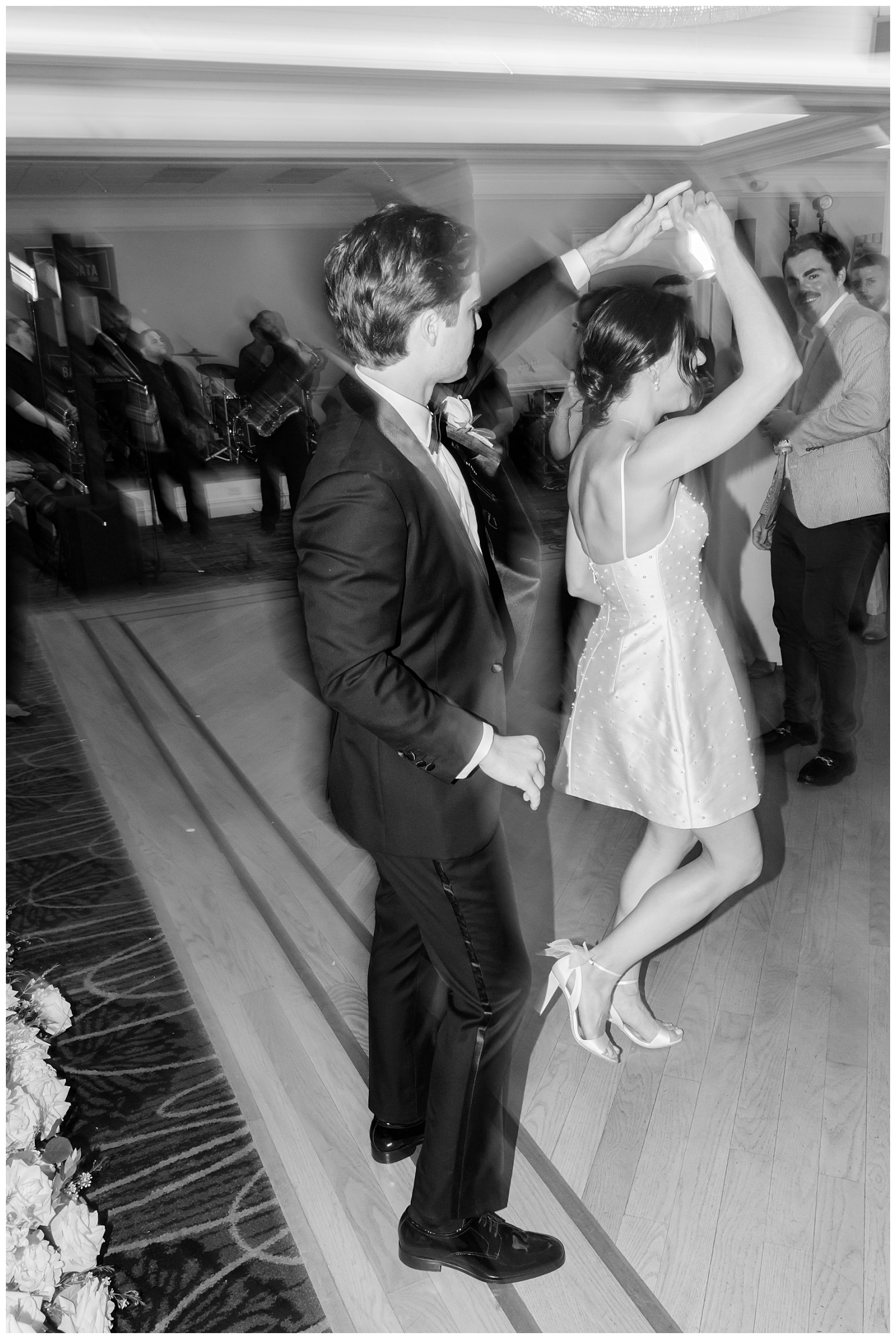 bride and groom dancing