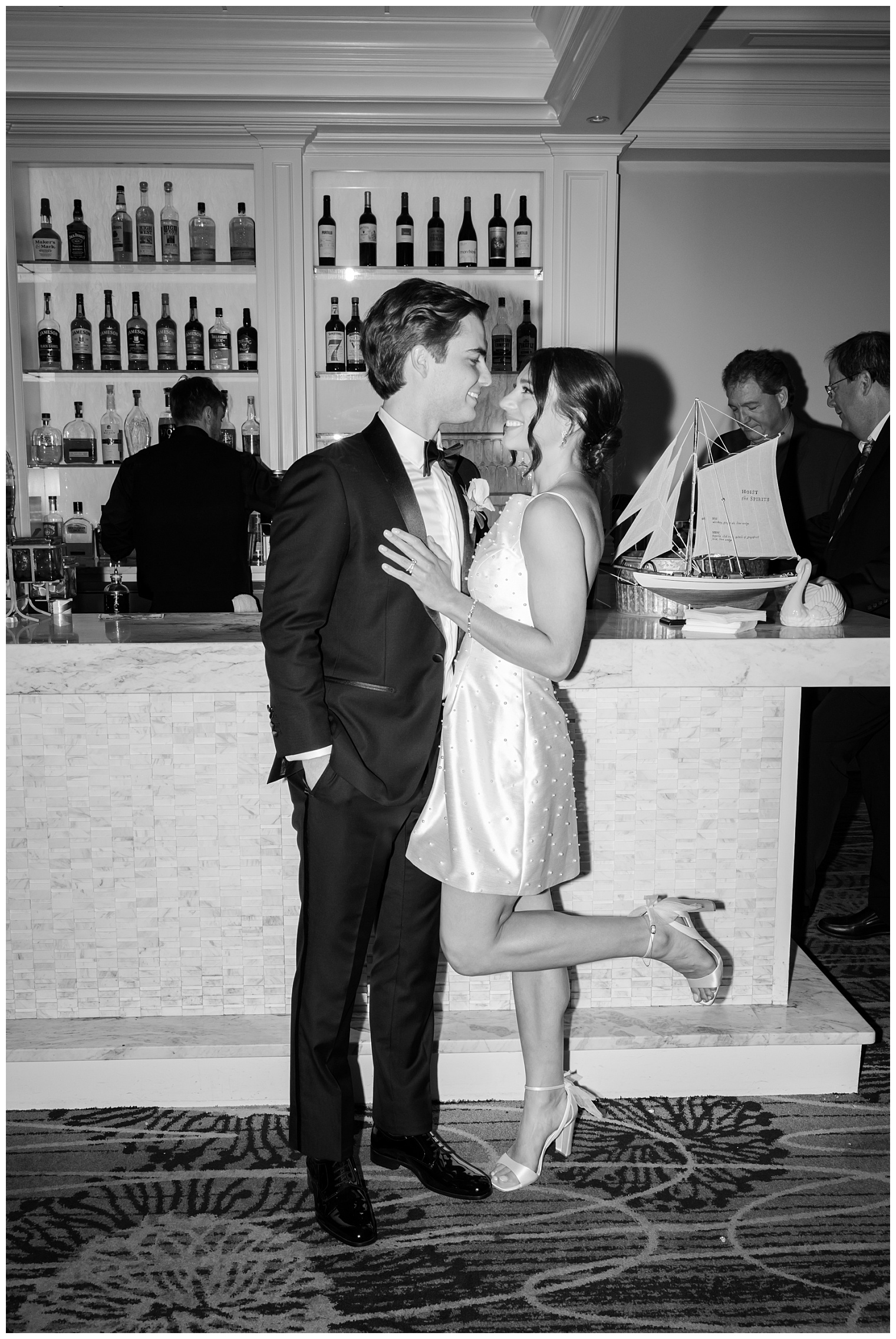 bride and groom kissing