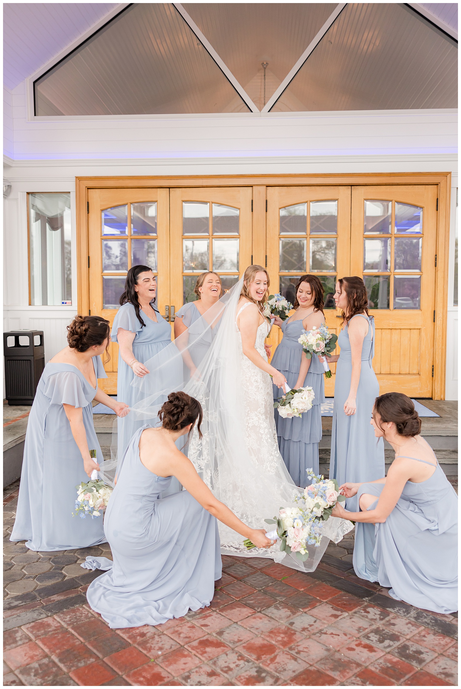 bride with her bridesmaids