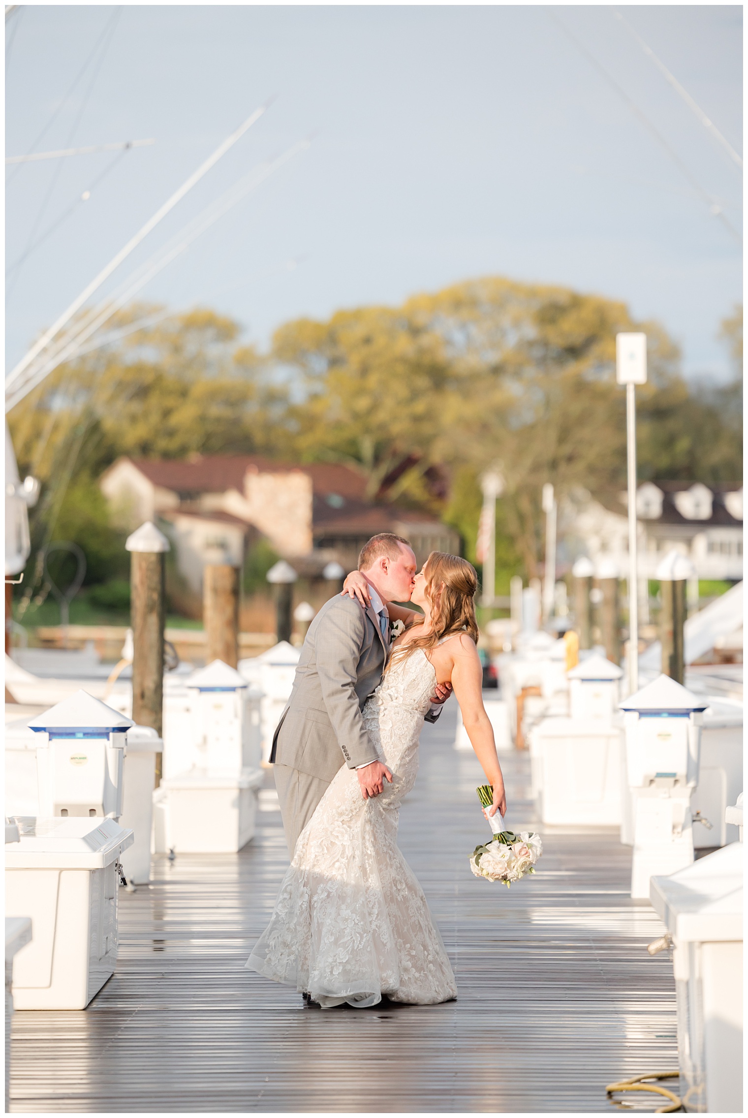 bride and groom kissing