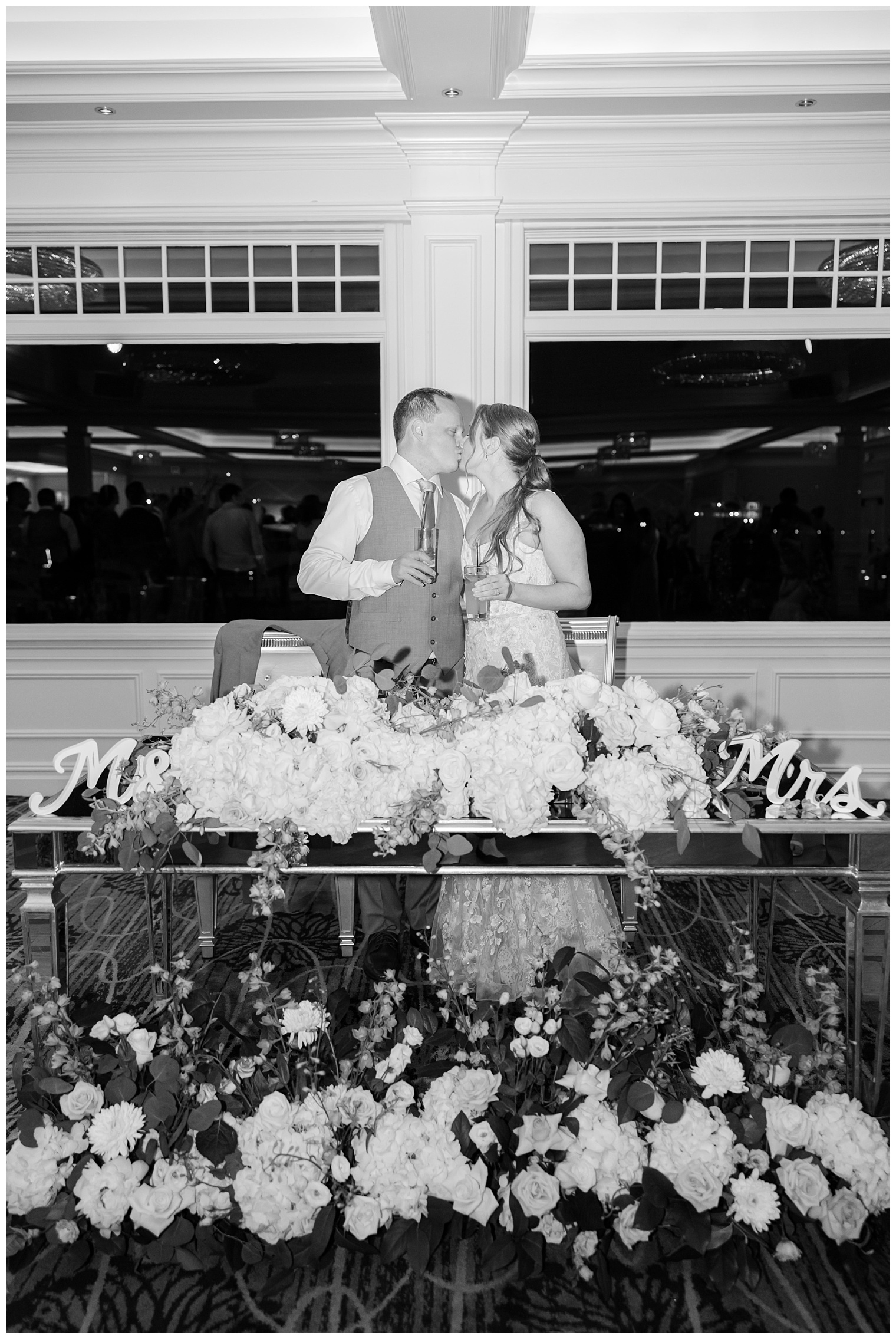 bride and groom kissing