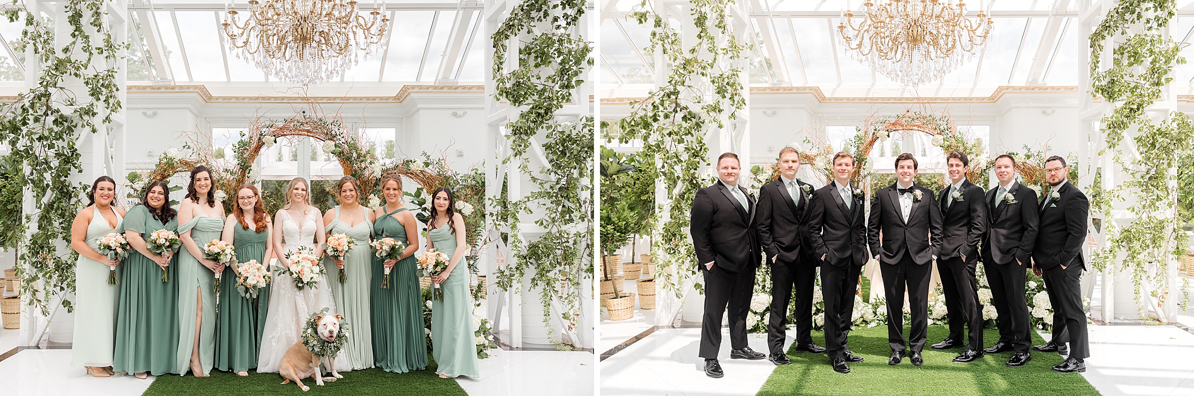 Bridal party and groomsmen separate photos