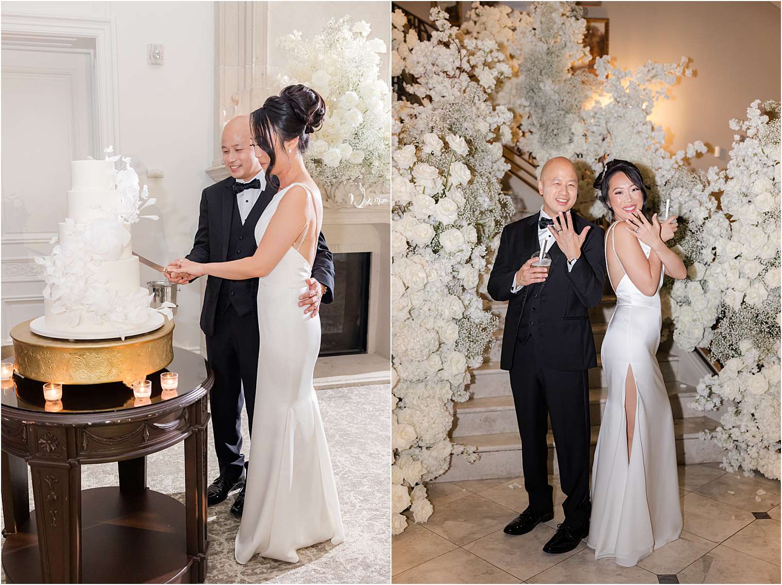 Husband and wife cutting the cake.