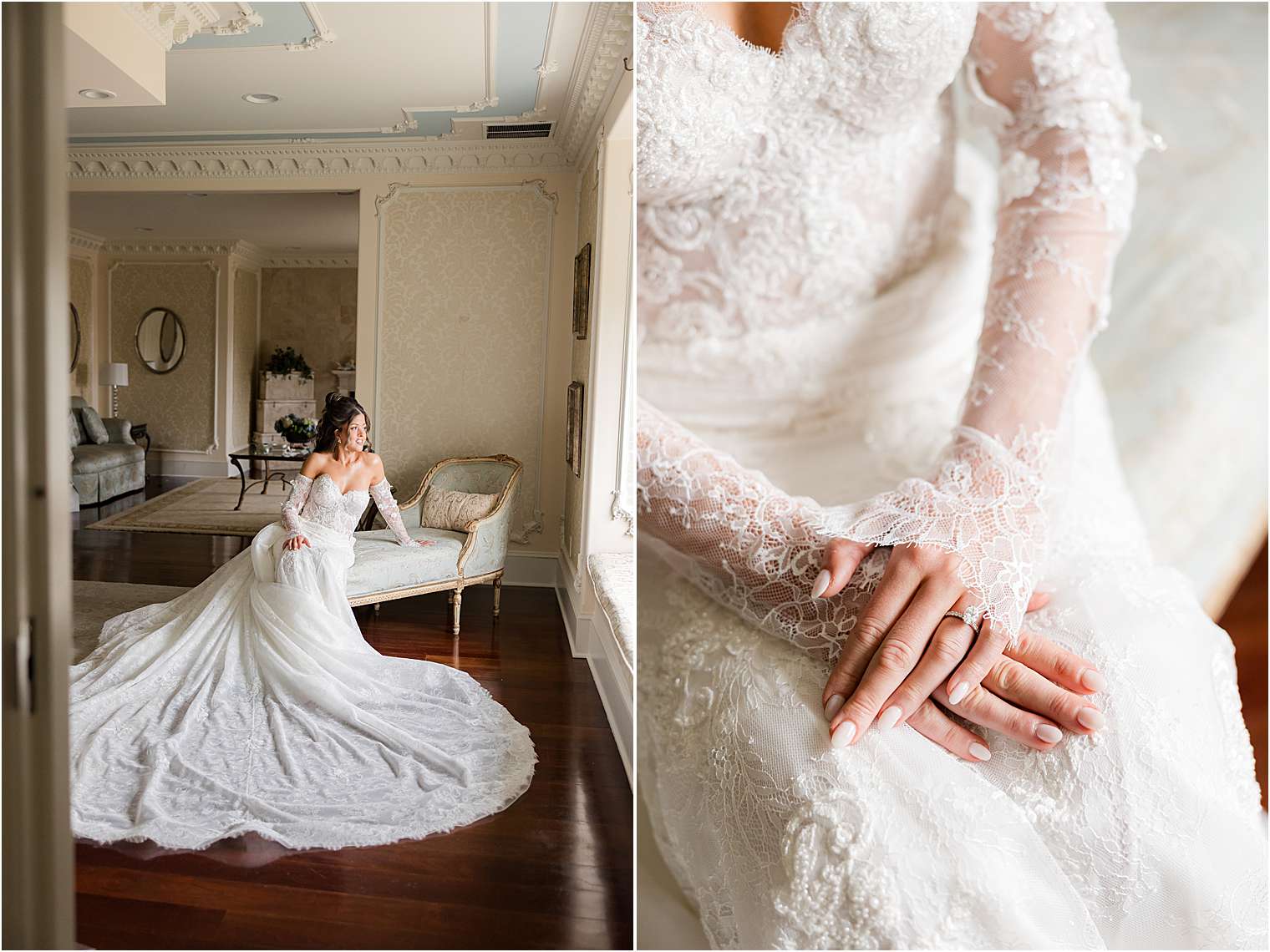 elegant bride in timeless wedding at Ashford Estate