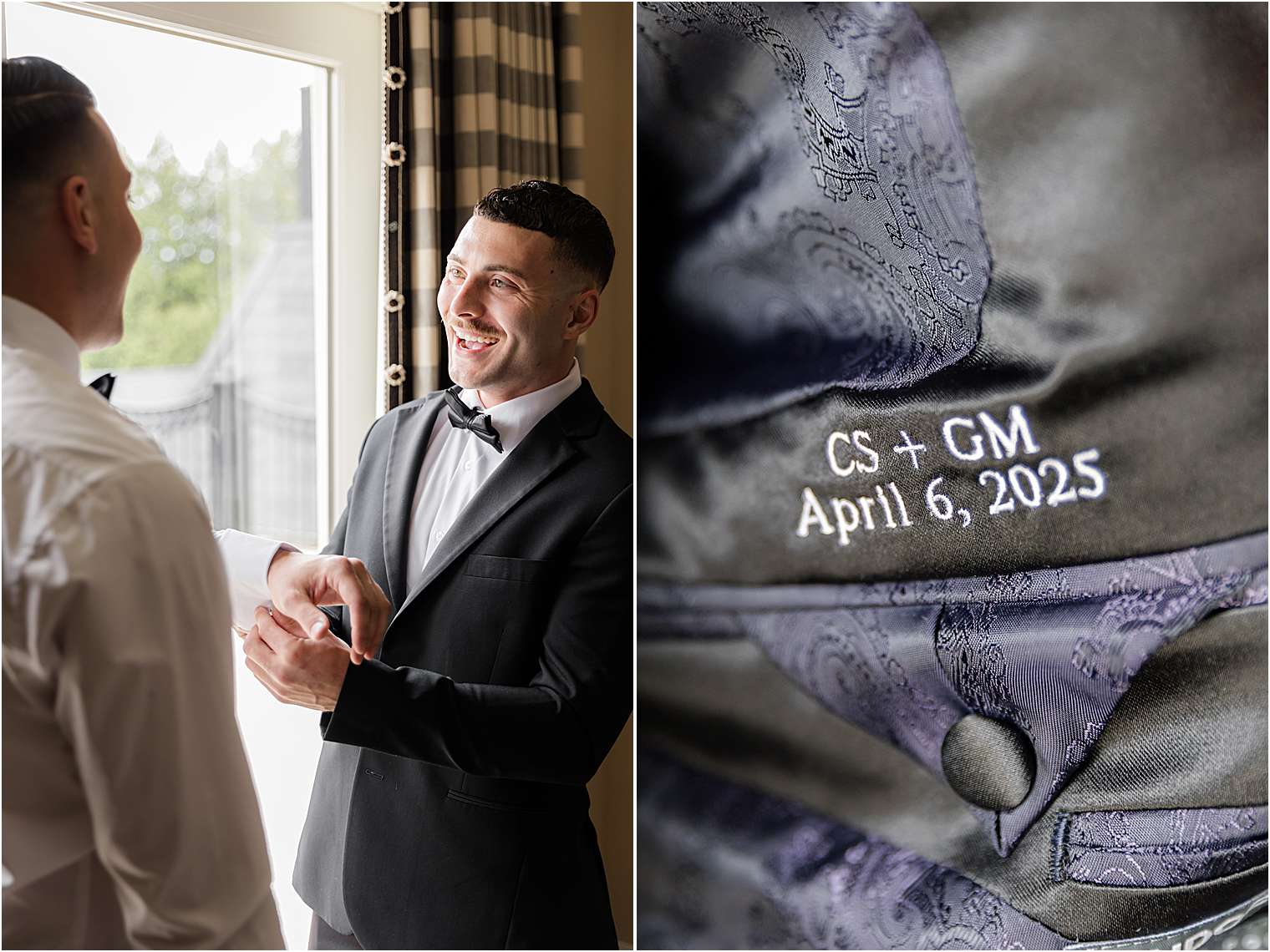 groom getting ready with best man at Ashford Estate in Allentown NJ