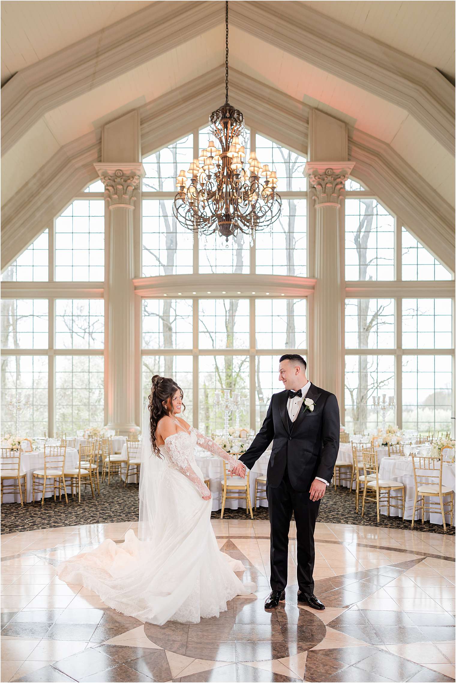 bride and groom practicing first dance at Ashford Estate in Allentown NJ