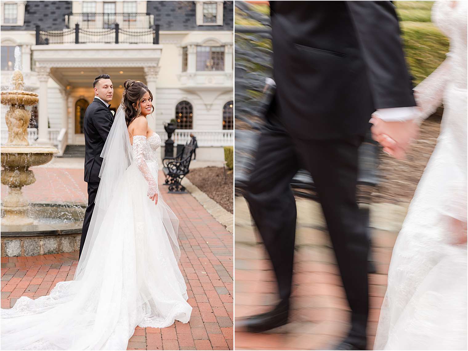 bride and groom walking around their venue at Ashford Estate in Allentown NJ