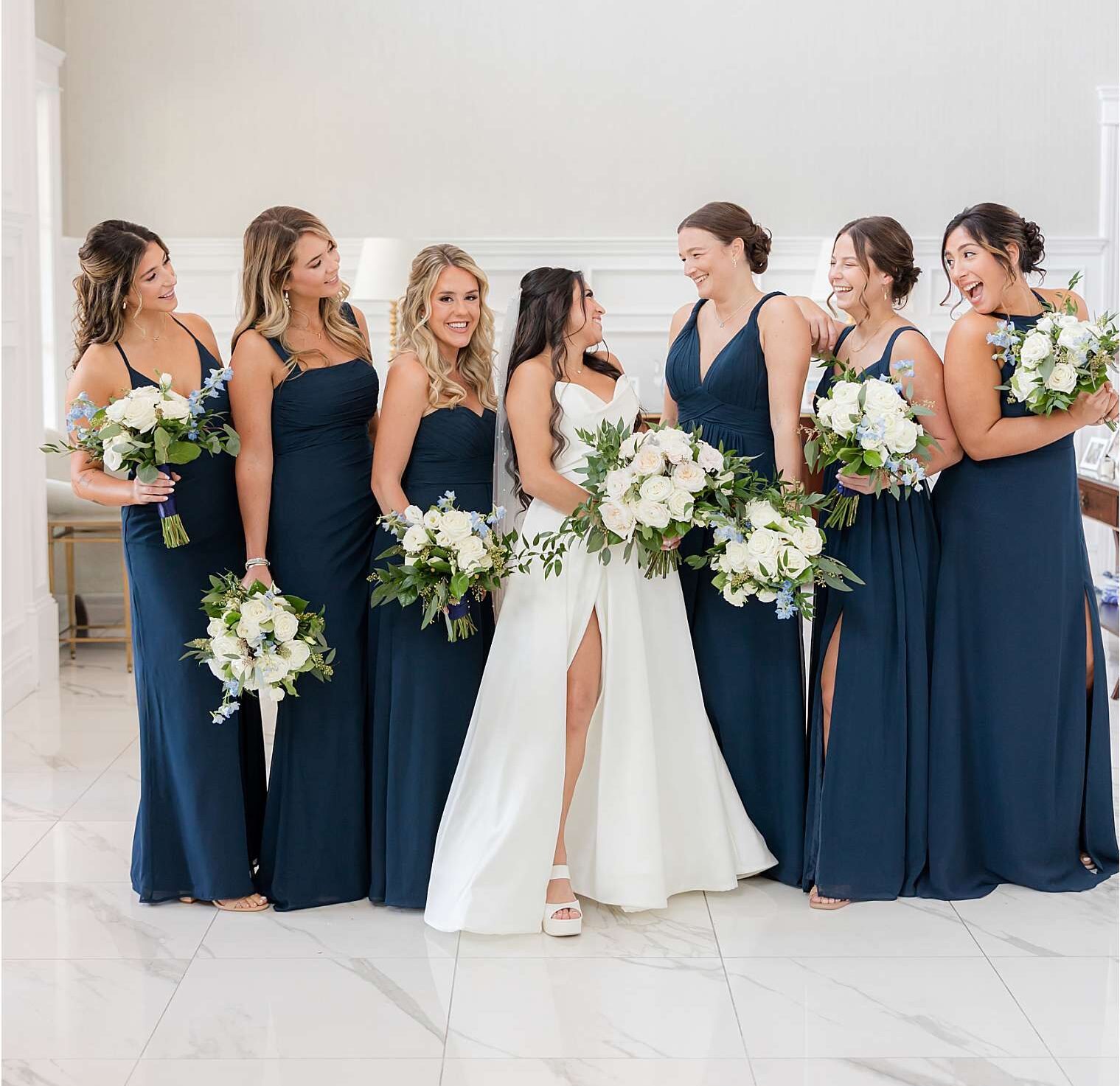 bride with her bridesmaids